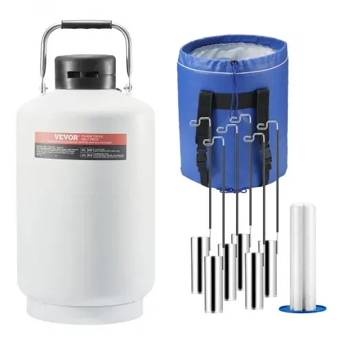 VEVOR Flüssigstickstofftank, 10 l Flüssigstickstoffbehälter aus Aluminiumlegierung, LN2-Tank-Dewar mit 6 Kanistern und Tragetasche mit Riemen, Kryogener Tank für die Schönheitsindustrie, Samenkonservierung, wissenschaftlich VEVOR Flüssigstickstofftank, 10 l Flüssigstickstoffbehälter aus Aluminiumlegierung, LN2-Tank-Dewar mit 6 Kanistern und Tragetasche mit Riemen, Kryogener Tank für die Schönheitsindustrie, Samenkonservierung, wissenschaftlich