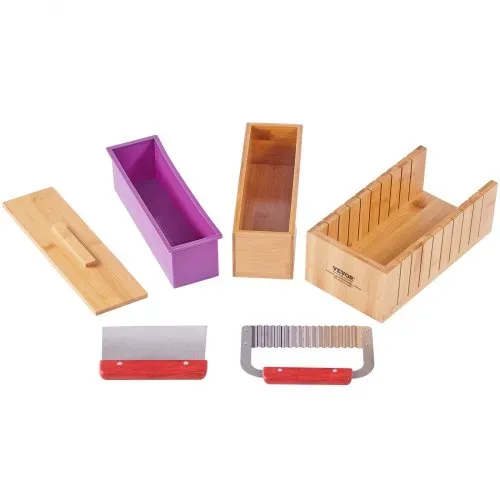 VEVOR Seifenschneider Set Seife Selb Machen 1301 mL, Seifenmachen Set Silikon, DIY Seifenherstellung Handgefertigt Seife Satz, Rechteckige Silikon Seife Form mit Bambuskasten 278 x 142 x 93 mm – Bild 10