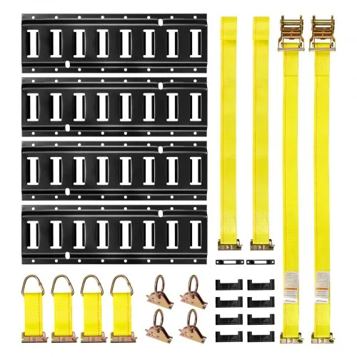 VEVOR E-Track-Zurrschienen-Set, 4er-Pack, 0,4 m, 21-tlg. Zubehör, inkl. 2 Ratschengurten & 4 O-Ringen & 4 Zurrgurten mit D-Ring & 2 Einzelschlitzen & 8 Endkappen & 1 Tasche, Garagen, Wagen, Anhänger VEVOR E-Track-Zurrschienen-Set, 4er-Pack, 0,4 m, 21-tlg. Zubehör, inkl. 2 Ratschengurten & 4 O-Ringen & 4 Zurrgurten mit D-Ring & 2 Einzelschlitzen & 8 Endkappen & 1 Tasche, Garagen, Wagen, Anhänger