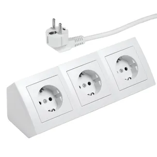 Steckdosenblock McPower “Flair“ 250V~/16A, weiß, 3-fach, 2m Kabel und Stecker Steckdosenblock McPower “Flair“ 250V~/16A, weiß, 3-fach, 2m Kabel und Stecker