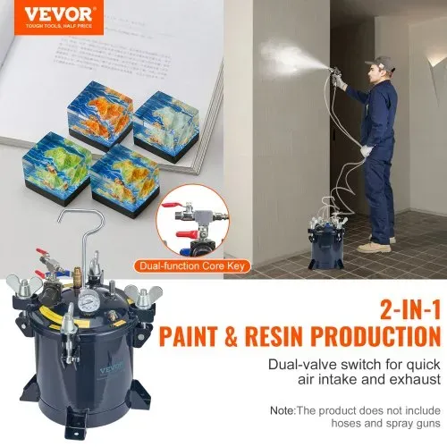 VEVOR Druckbehälter Farbbehälter Sprühfarbe Drucktopf 10 L Drucktank, 70 psi Lackierpistole Farbbehälter Φ 24 × 25 cm Spray Paint Pressure Pot Tank Paint Container Farbspritzpistolen Lacken, Flecken VEVOR Druckbehälter Farbbehälter Sprühfarbe Drucktopf 10 L Drucktank, 70 psi Lackierpistole Farbbehälter Φ 24 × 25 cm Spray Paint Pressure Pot Tank Paint Container Farbspritzpistolen Lacken, Flecken