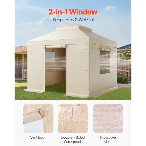VEVOR Winter Pavillonabdeckung, passend für 3,05x3,05 m Pavillons mit Doppeldach, Ersatzabdeckung mit Seitenwänden & Netzfenstern, Lagerschutzabdeckungen, Pavillons nicht im Lieferumfang enthalten – Bild 4