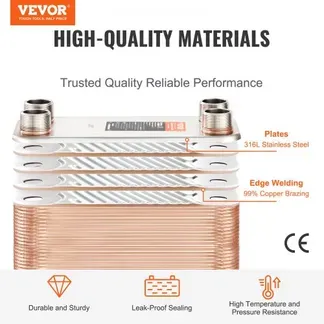 VEVOR 50 Plattenwärmetauscher 4×1-1/4Zoll MNPT-Anschlüsse 316L Edelstahl VEVOR 50 Plattenwärmetauscher 4×1-1/4Zoll MNPT-Anschlüsse 316L Edelstahl