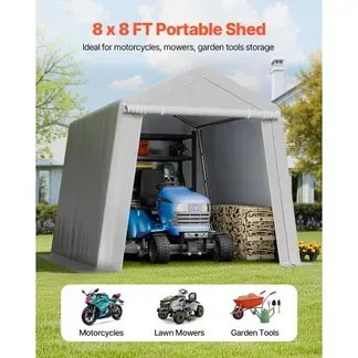 VEVOR Gerätehaus, 243,8×243,8x229cm, Garagenzelt aus PE, Geräteschuppen, Fahrradgarage, Gartenschuppen, Carport, Fahrradschuppen, Aufbewahrungsgarage für Motorrad, Rasenmäher, Fahrrad, grau VEVOR Gerätehaus, 243,8×243,8x229cm, Garagenzelt aus PE, Geräteschuppen, Fahrradgarage, Gartenschuppen, Carport, Fahrradschuppen, Aufbewahrungsgarage für Motorrad, Rasenmäher, Fahrrad, grau