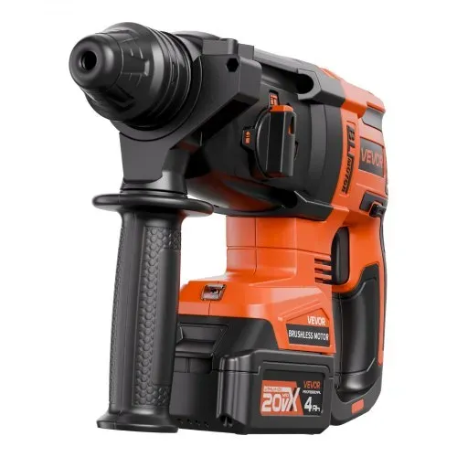 VEVOR 20 V bürstenloser Akku-Bohrhammer kabellos, Lithium-Ionen 26 mm Bohrhammer, SDS-Plus Elektro-Leichtbausatz mit Akku & Ladegerät & Tragekoffer, 4 Funktionen 1200 U/min 5300 BPM – Bild 8