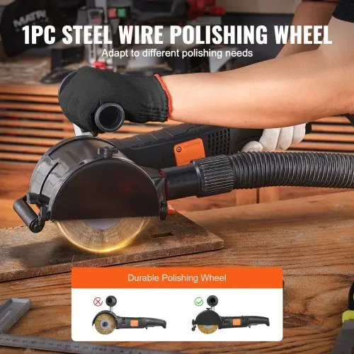 VEVOR Poliermaschine, 1300 W, 6 variable Geschwindigkeiten, Oberflächenbearbeitungswerkzeug, handgeführte elektrische Metall-Poliermaschine mit Stahldraht-Polierrad für Edelstahl – Bild 3