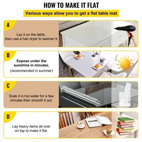 VEVOR PVC Tischabdeckung 101,6 x 182,8 cm, 1,5 mm Dicker Transparenter Tischschutz, Rechteckige transparente Schreibtischunterlage, Wasserdicht Tischschutz PVC Folie für Büro-Kommode, Nachttisch – Bild 5