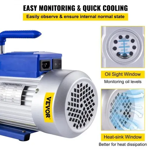 VEVOR Vakuumpumpe 220V Unterdruckpumpe Vakuumgeräte Pumpe 1HP Vakuumpumpe Unterdruckpumpe – Bild 4
