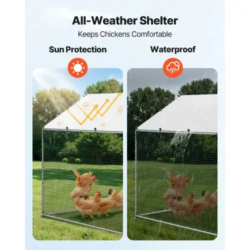 VEVOR Hühnerstall, 2x2x2 m begehbarer Hühnerauslauf mit Abdeckung, Hühnerauslauf mit Turmdach & Sicherheitsschloss, Enten- & Kaninchenkäfig, Geflügelgehege für Hinterhof, Bauernhof, Hof – Bild 4