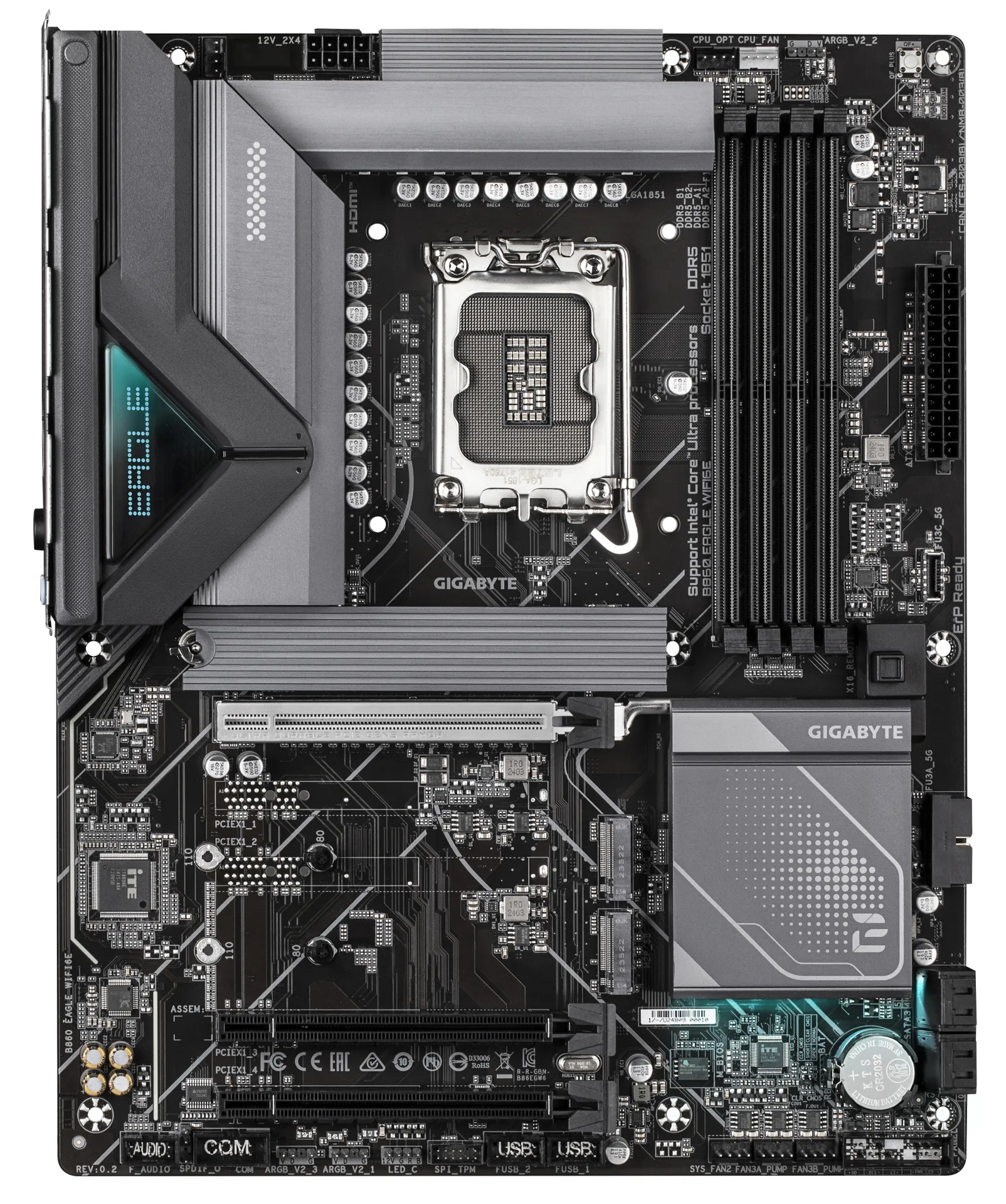 GIGABYTE B860 EAGLE WIFI6E Mainboard - Intel Core Ultra CPUs, 12+1+2+1 Phasen VRM, bis zu 9066MHz DDR5, 1xPCIe 5.0 + 2xPCIe 4.0 M.2, 2,5 GbE LAN, WIFI 6E, USB 3.2 Gen 2x2 – Bild 2