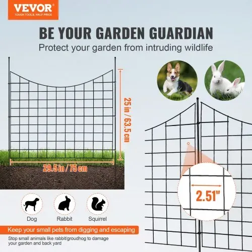 VEVOR 5er-Set Dekorativer Gartenzaun 75x93cm Metallzaun aus Kohlenstoffstahl Steckzaun 6,38cm Spike-Abstand Hundezaun Gitterzaun Beetzaun Zaun Metall Zaunelementen inkl. Befestigungsmaterial VEVOR 5er-Set Dekorativer Gartenzaun 75x93cm Metallzaun aus Kohlenstoffstahl Steckzaun 6,38cm Spike-Abstand Hundezaun Gitterzaun Beetzaun Zaun Metall Zaunelementen inkl. Befestigungsmaterial