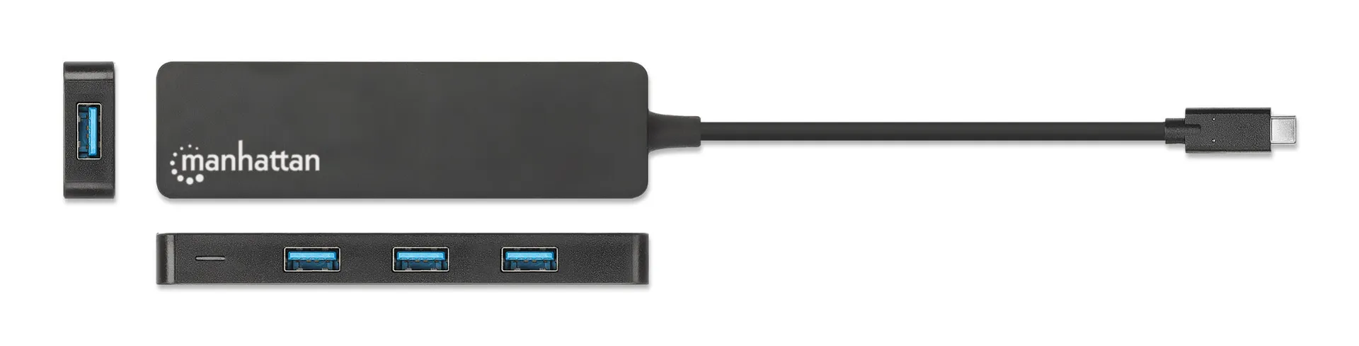 Manhattan 4-Port USB 3.2 Gen 1 Hub, USB-C-Stecker auf 4 x USB-A-Buchse, 5 Gbit/s Datenübertragungsraten, Stromversorgung über USB, schwarz – Bild 4