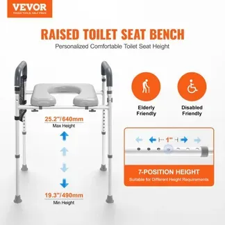 VEVOR Toilettensitzerhöhung 49-64 cm 158,76kg Universal-Toilettenerhöhung für Senioren VEVOR Toilettensitzerhöhung 49-64 cm 158,76kg Universal-Toilettenerhöhung für Senioren