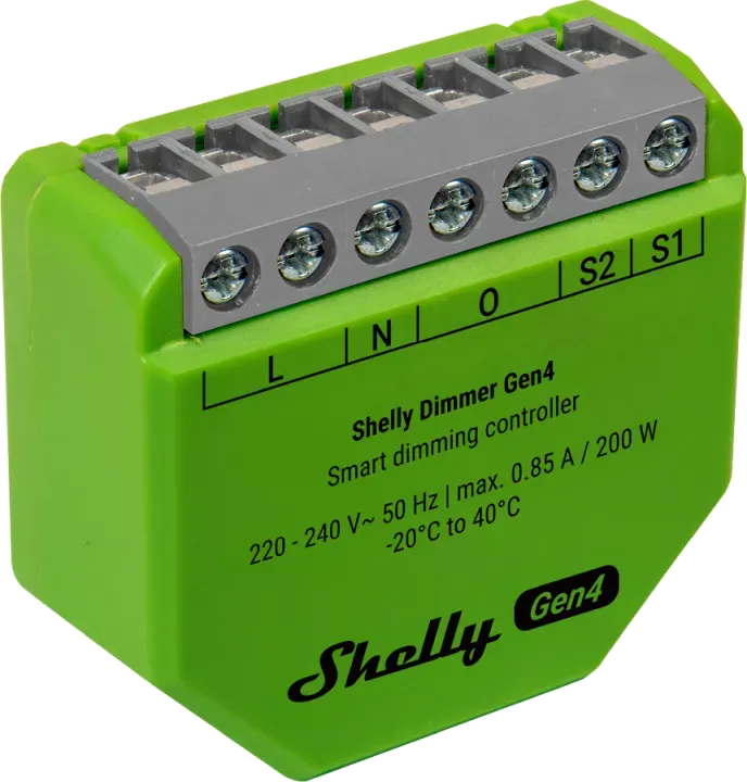 Shelly · Unterputz · "Dimmer Gen4" · Relais · LED Lichtcontroller · Messfunktion · WLAN · Zigbee · Matter · BT – Bild 3
