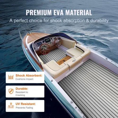 VEVOR Bootsboden, EVA-Schaum-Bootsdeck, 2400 x 900 x 6 mm, rutschfester, selbstklebender Bodenbelag, 21600 cm² großer Meeresteppich für Boote, Yachten, Pontons, Kajakdecks – Bild 3