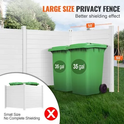 VEVOR 3xPaneele Gartenzaun 122x122cm Sichtschutzzaun PVC und verzinktes Blech-Erdspieß Windschutzzaun Metallpfähle bis 50cm Lamellenzaun Steckzaun Sichtschutz ideal für Pool-Ausrüstung Klimaanlagen – Bild 3