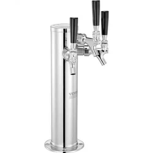 VEVOR Bierzapfturm mit 3 Zapfhähnen, Bierfassturm aus Edelstahl, Kegerator-Turm-Kit mit Vormontierten Schläuchen & selbstschließenden Zapfhähnen für Partys, Bars, Pubs und Restaurants – Bild 8
