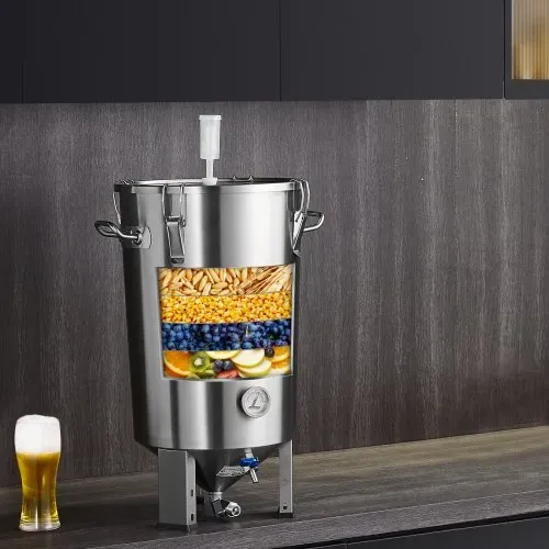 VEVOR Bierbrauanlage Bierbraugerät Edelstahl 30 L Bierfermenter, Braueimer-Fermenter zum Brauen, Heimbrauzubehör mit Sockel, Kessel-Suppentopf inkl. Deckel, Griff, Ventil, Zapfhahn – Bild 7