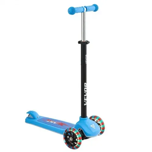 VEVOR Scooter (3 Räder) ab 3 Jahren, Cityroller Kinderroller mit leuchtenden Rädern & höhenverstellbarem Lenker & rutschfestem Deck & leichtem Aluminiumrahmen, Tretroller bis zu 75 kg, Blau – Bild 9