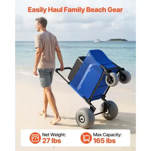 VEVOR Bollerwagen mit Ballonreifen (12 Zoll), Faltbarer Strandwagen mit 4-stufig Einstellbarem Schaumstoffgriff und Pumpe, Handwagen (75 kg Belastbar), Strandkarre Ideal für Camping, Angeln und Garten VEVOR Bollerwagen mit Ballonreifen (12 Zoll), Faltbarer Strandwagen mit 4-stufig Einstellbarem Schaumstoffgriff und Pumpe, Handwagen (75 kg Belastbar), Strandkarre Ideal für Camping, Angeln und Garten