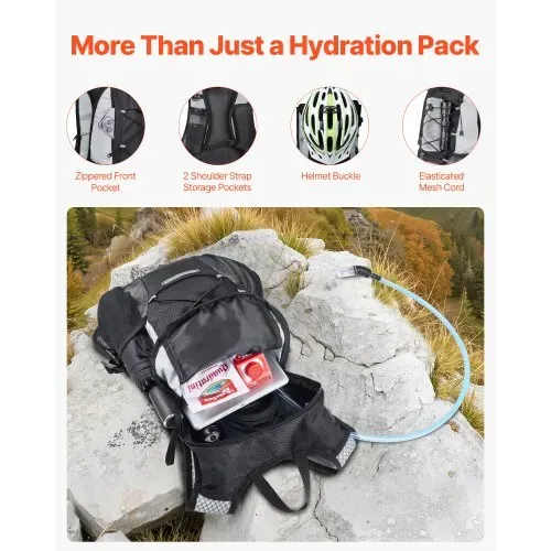VEVOR Trinkrucksack 8 L isolierter Rucksack mit 2 L TPU-Wasserblase Laufrucksack Wanderrucksäcke für Radfahren Laufen Ausflug Schwarz, Hydro-Wasser-Tagesrucksack für Männer und Frauen – Bild 4