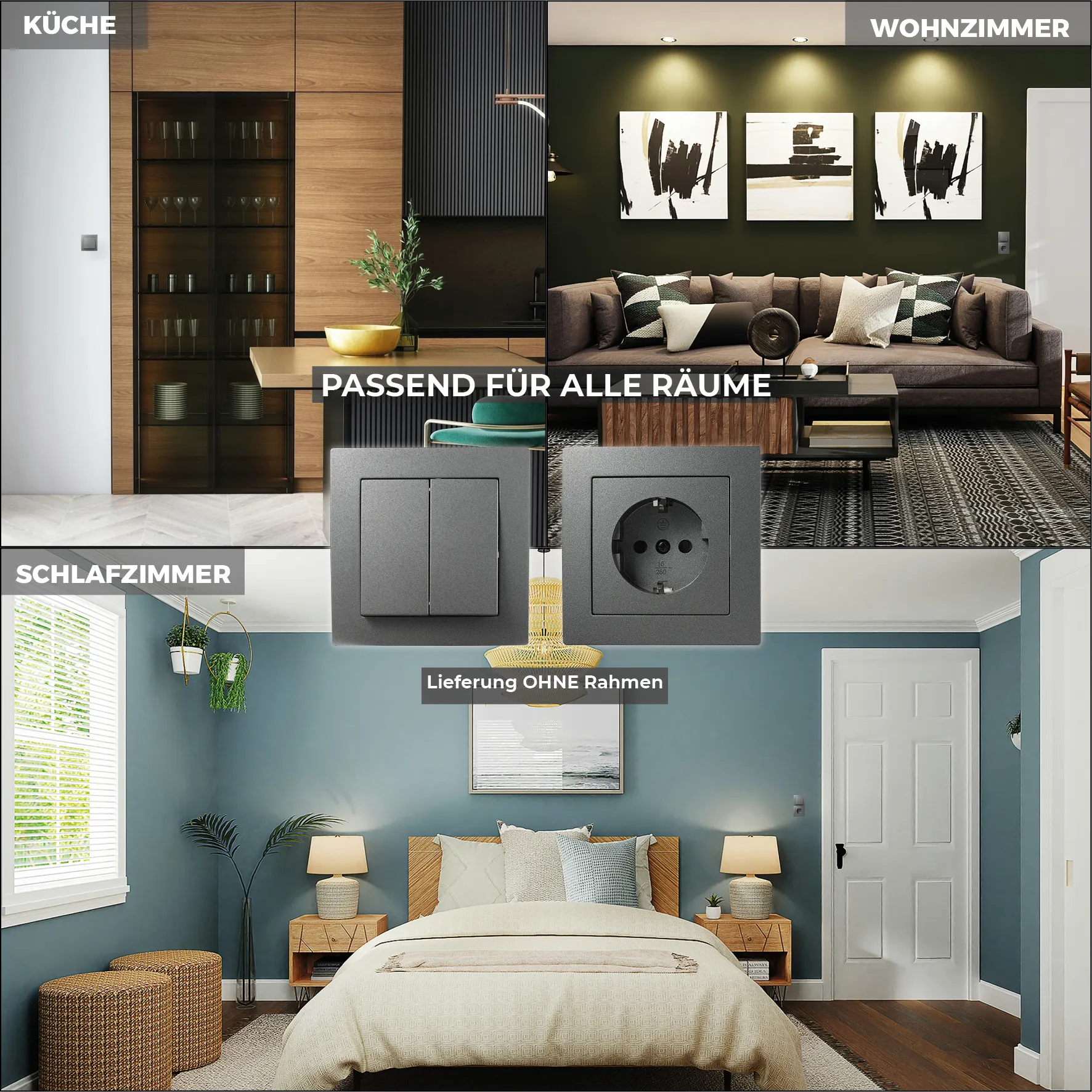 Serien-Schalter McPower ''Flair'', 2-fach, 250V~/10A, UP, anthrazit – Bild 5