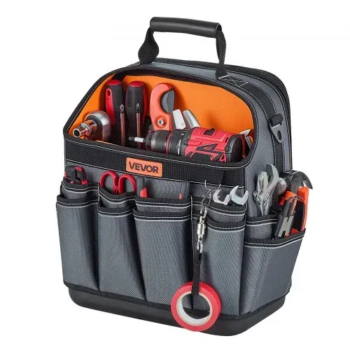 VEVOR Offene Werkzeugtasche 33,5x23x39cm, Aufbewahrungstasche mit 24 Innen- & 15 Außenfächern, Wasserfester Werkzeug-Organizer aus Polyester mit Schultergurt & Tragegriff, Werkzeugtrage für Handwerker – Bild 9