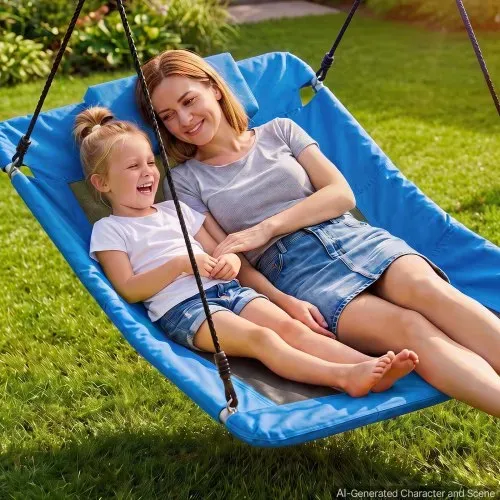 VEVOR Nestschaukel Tellerschaukel Familienschaukel 317 kg 149x77 cm Blau, für Outdoor & Indoor, Schaukelsitz aus 900D Oxford-Gewebe mit 2 Aufhängegurten, Verstellbaren Seilen & Abgerundeten Kanten – Bild 7