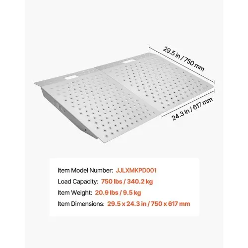VEVOR 2x Schwellenrampe 750x617mm, 340,2kg Belastbare Rollstuhlrampe für Max. 165mm Höhe, Rutschfeste Auffahrschiene aus Alu, Stabile Auffahrrampe für Rollstuhl Scooter Türschwelle Bordsteine Treppen – Bild 6