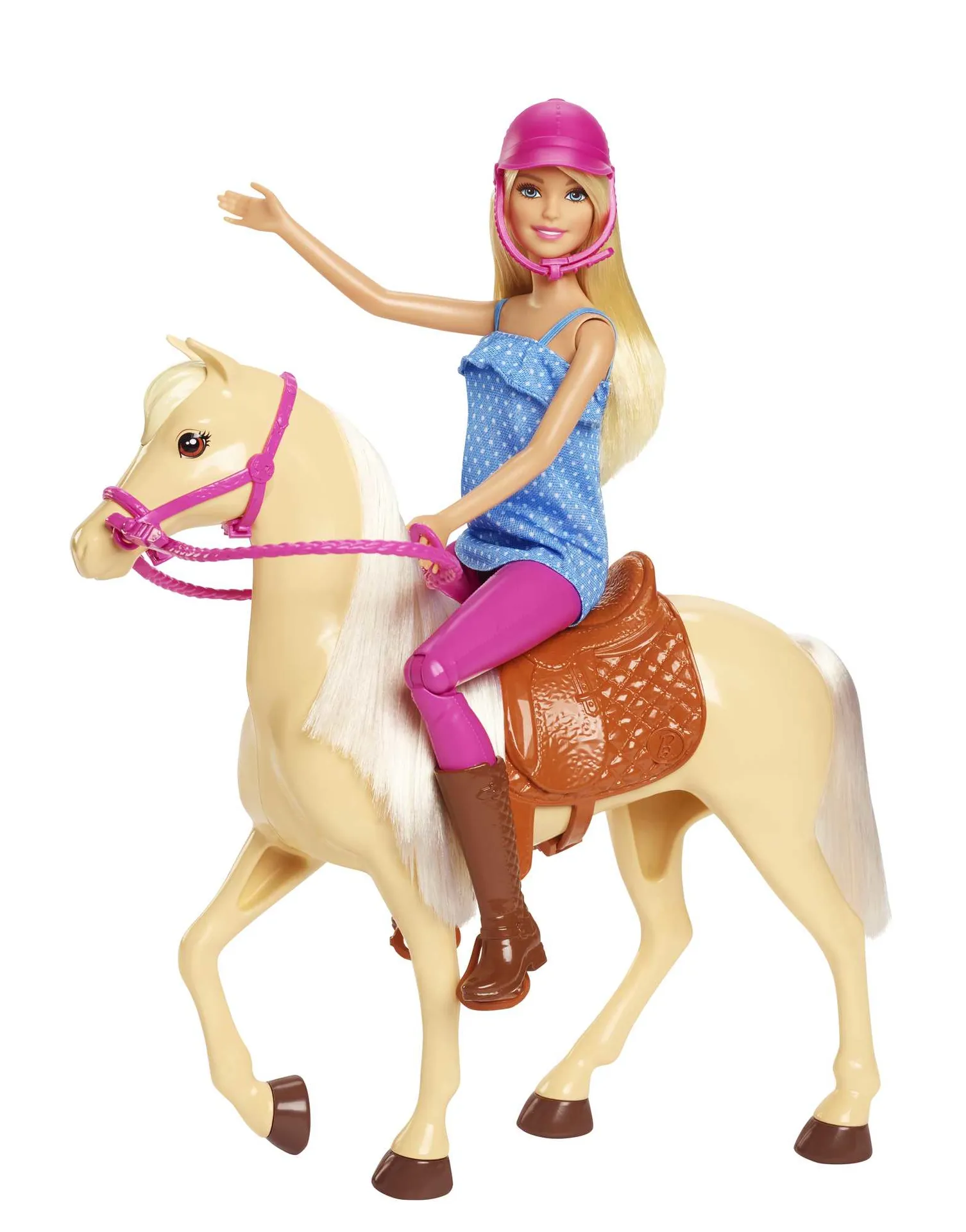 Barbie Pferd mit Puppe (blond), Anziehpuppe, Modepuppe, Pferde Spielzeug – Bild 5