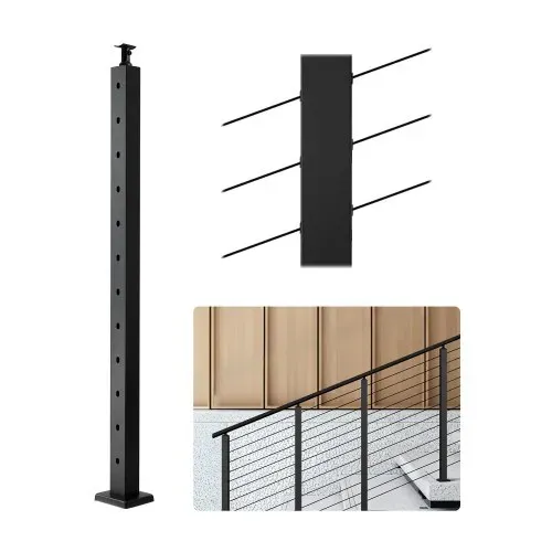 VEVOR Kabelgeländerpfosten, 106,7x3x5cm Treppengeländerpfosten mit vorgebohrten 30°-Winkellöchern, Geländerpfosten aus Edelstahl SUS304, 1er-Set, Schwarz, 1JZLGZXHS106VRA3X001V0 VEVOR Kabelgeländerpfosten, 106,7x3x5cm Treppengeländerpfosten mit vorgebohrten 30°-Winkellöchern, Geländerpfosten aus Edelstahl SUS304, 1er-Set, Schwarz, 1JZLGZXHS106VRA3X001V0