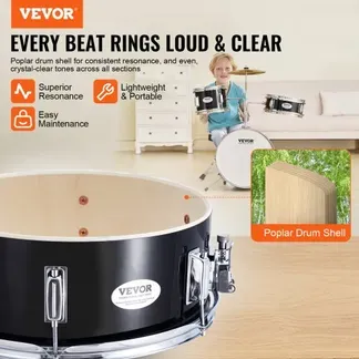 VEVOR Schlagzeugset, 3-teilig, Drum-Set mit verstellbarem Thron-Becken-Pedal, zwei Paar Drumsticks, ca. 20 cm Tom Drum, ca. 25 cm Snare Drum, ca. 36 cm Bass Drum, Schlagzeugset für Kinder, schwarz VEVOR Schlagzeugset, 3-teilig, Drum-Set mit verstellbarem Thron-Becken-Pedal, zwei Paar Drumsticks, ca. 20 cm Tom Drum, ca. 25 cm Snare Drum, ca. 36 cm Bass Drum, Schlagzeugset für Kinder, schwarz