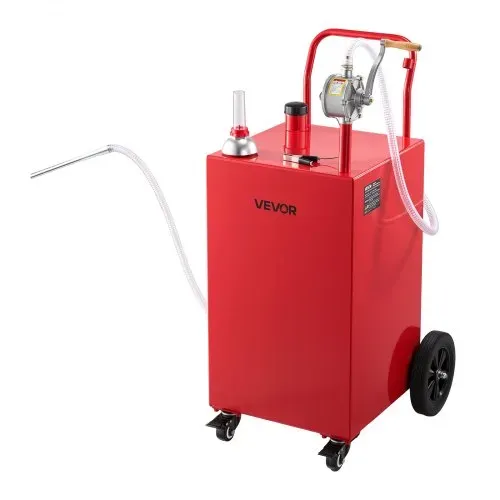 VEVOR 151,4L Kraftstofftrolley Mobile Tankanlage mit Manueller Pumpe Rot, Tragbarer Kraftstoffbehälter Auto Boot ATV Motorrad, Mit 4 Rollen & Ölstandsanzeige, Für Benzin & Diesel, Kohlenstoffstahl – Bild 9