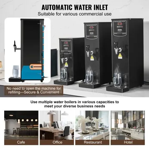 VEVOR Gewerblicher Heißwasserspender 15 L, 1,5 kW Wasserkocher Elektrisch mit Heizrohr aus Edelstahl 316, Stufenweise Schnellaufheizung 50 L/h Heißwasserbereiter für Cafés Teestuben Restaurants Büros – Bild 3