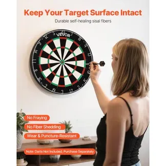 VEVOR Dartscheibe 450 mm, Sisalfaser-Dartboard mit klammerfreiem Bullseye, Blade-Draht & drehbarem Zahlenring, für Party- & Spielzimmer zu Hause (Darts nicht im Lieferumfang enthalten) VEVOR Dartscheibe 450 mm, Sisalfaser-Dartboard mit klammerfreiem Bullseye, Blade-Draht & drehbarem Zahlenring, für Party- & Spielzimmer zu Hause (Darts nicht im Lieferumfang enthalten)