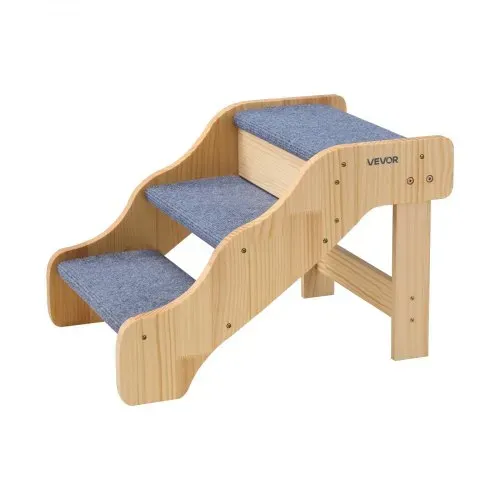 VEVOR Hundetreppe 580x430x380 mm, 3-stufige Hautiertreppe, Holztreppe geeignet für kleine, mittlere, große, ältere Haustiere sowie Welpen bis 68 kg, Hundeleiter für Betten, Sofas & Autos – Bild 9