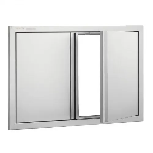 VEVOR Grill-Zugangstür, 710 x 482 mm, Doppelte Außenküchentür, Flächenbündig Montierte Edelstahltür, Vertikale Wandtür mit Versenkbaren Griffen, für Grillinsel, Grillstation, Außenschrank – Bild 8