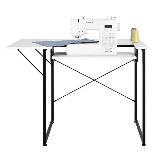 VEVOR Nähtisch Nähmaschinentisch mit klappbarer Tischplatte & verstellbarer Ablage & Stahlbeinen, Mehrzwecktisch Computertisch für Zuhause Modestudio Kunststudio Bildungseinrichtung, Weiß – Bild 10