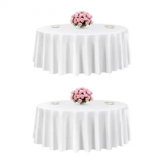 VEVOR 2 Stk. runde Tischdecken Tischwäsche 3048 mm, knitterfreier Tischdeckenschutz, maschinenwaschbares Tischtuch aus Polyestergewebe für Partys Hochzeiten Bankette formelle Veranstaltungen, Weiß VEVOR 2 Stk. runde Tischdecken Tischwäsche 3048 mm, knitterfreier Tischdeckenschutz, maschinenwaschbares Tischtuch aus Polyestergewebe für Partys Hochzeiten Bankette formelle Veranstaltungen, Weiß