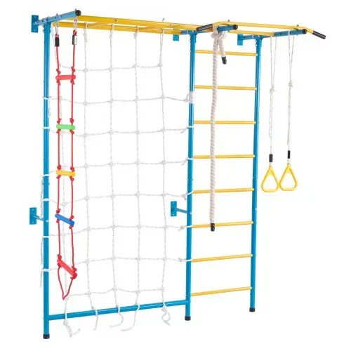 VEVOR Sprossenwand Turnwand Klettergerüst für Kleinkinder, 7-in-1-Kletterspielset mit schwedischer Leiter aus Karbonstahl, Klimmzugstange & Strickleiter & Turnringen 100 kg belastbar mehrfarbig – Bild 10