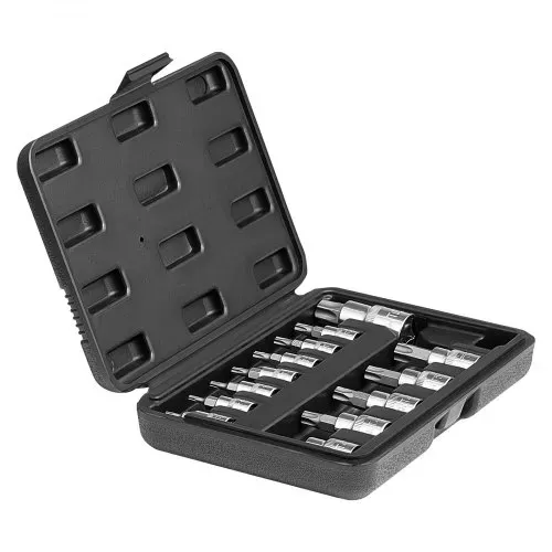 VEVOR Torx Bohrer Steckschlüsselsatz 13-tlg. Stern T8–T60, S2-Legierungsstahl & Cr-V-Stahl, 1/4 Zoll & 3/8 Zoll & 1/2 Zoll Antriebe, mit Aufbewahrungskoffer, Torx-Steckschlüssel für Autoreparatur – Bild 9