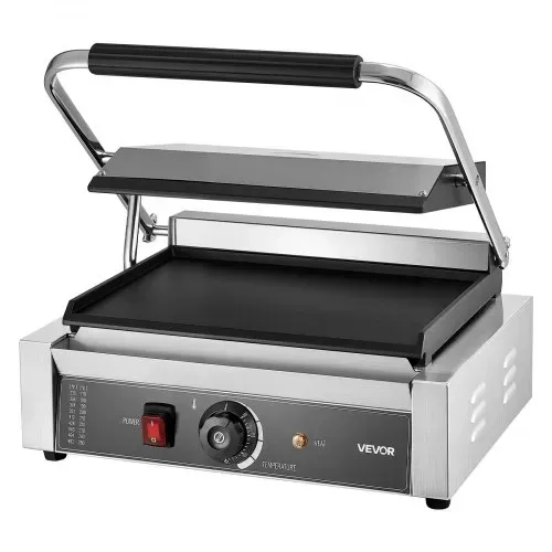 VEVOR kommerzieller Panini-Grill Kontaktgrill 2200 W für Sandwiches Steak Bacon Hamburger, Sandwichmaker Pressgrill aus Edelstahl mit Griff & Temperaturregelung & 34 x 23 cm Heizplatte, Paninipresse – Bild 9