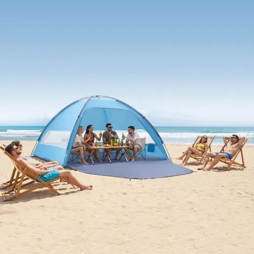 VEVOR Strandmuschel Sonnenschutz für 8 Personen, UPF 50+ Schutz, Tragbares Strandzelt mit Tragetasche & Bodenverankerungen, Leichter Strandsonnenschirm für Camping Angeln Picknick, Sonnenzelt – Bild 7