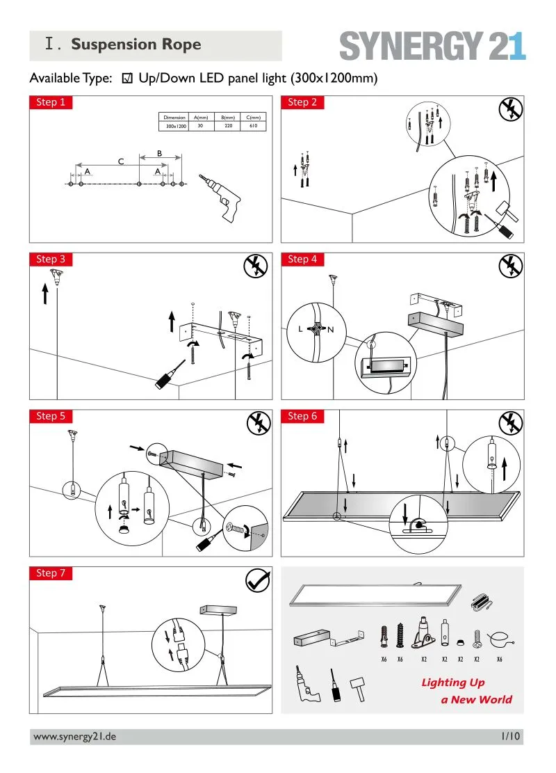 Synergy 21 LED light panel 300*1200 Up& Down PONTOS-T NW / W – Bild 3