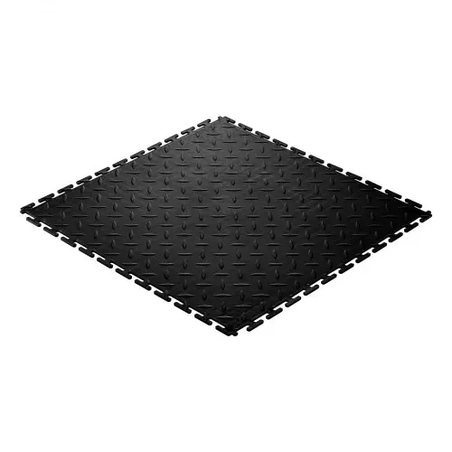 VEVOR PVC Garagenboden, 8er-Pack 513x513x5 mm, Werkstattboden, Industrieboden, Klick Verlegung, rutschfeste PVC-Matten mit Diamantplatte für Werkstatt, Lager, Werkzeugraum, Schwarz – Bild 8