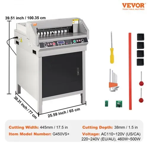 VEVOR elektrischer hydraulischer Papierschneider, Schneidemaschine, Hochleistungs-Papierschneidemaschine mit 40 mm Schnittstärke & 45 cm Schnittbreite & Tastensteuerung, für Schulen, Büros – Bild 6