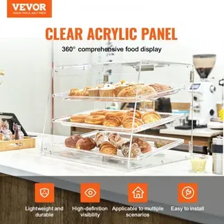 VEVOR 3-stöckige Gebäck-Vitrine, Kommerzielle Bäckerei-Vitrine 526 x 430 x 415 mm, Bäckerei-Vitrine, Acryl-Vitrine mit Zugang zur Hintertür & Abnehmbaren Regalen, für Donut-Bagels, Kuchen, Kekse usw. VEVOR 3-stöckige Gebäck-Vitrine, Kommerzielle Bäckerei-Vitrine 526 x 430 x 415 mm, Bäckerei-Vitrine, Acryl-Vitrine mit Zugang zur Hintertür & Abnehmbaren Regalen, für Donut-Bagels, Kuchen, Kekse usw.