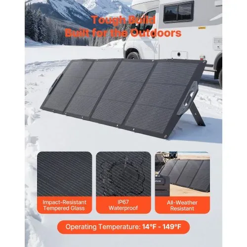 VEVOR 200W Faltbares Solarpanel, Tragbares Solarmodul mit 24% Effizienz IP67 Wasserschutz Monokristalline Solarzellen, Mobiles Solarladegerät mit USB-A Typ-C & DC Anschluss für Camping Outdoor Notfall – Bild 4
