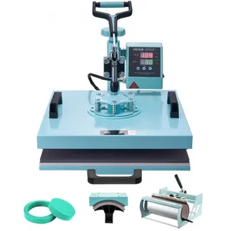 VEVOR Hitzepresse, 15 x 15 Zoll, 5-in-1-Wärmeübertragungsmaschine mit 30-oz-Tumbler-Presse, 360° wegschwenkbares T-Shirt-Pressen, digitale präzise Steuerung, für T-Shirts/Tassen/Hüte/Teller, grün VEVOR Hitzepresse, 15 x 15 Zoll, 5-in-1-Wärmeübertragungsmaschine mit 30-oz-Tumbler-Presse, 360° wegschwenkbares T-Shirt-Pressen, digitale präzise Steuerung, für T-Shirts/Tassen/Hüte/Teller, grün