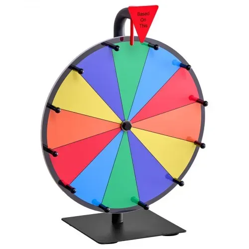VEVOR Glücksrad Drehrad (305 mm) 12 Slots Glücksrad mit Ständer, Lotteriespiele Gewinn-Roulette mit Tafelschwamm und 2 Markern, 6 Farben, Spinning Prize Wheel ideal für Party Kneipe Messe – Bild 10